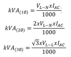 formula volts to kva