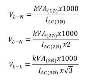 kVA to Volts calculator, Formula, examples, conversion and table